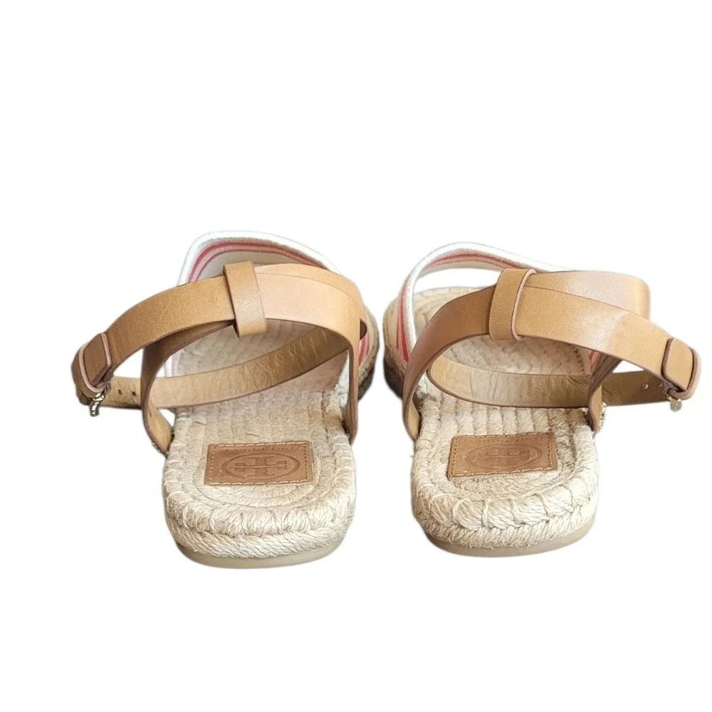 TORY BURCH 10 Elastic Awning Stripe Espadrille Sandal Women